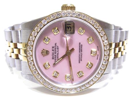 rolex datejust ladies pink diamond dial automatic jubilee watch stainless|Rolex Datejust blue motif.